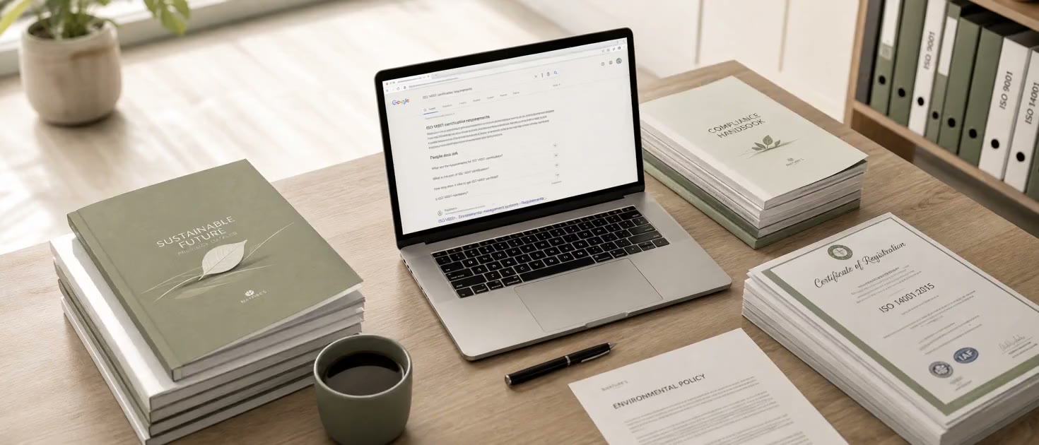 A stack of supplier documents on a procurement desk becomes a Clacta Cross Check &mdash; registration and identity, what they make, certificates itemized, satellite view, production-site evidence and risk screening register by register, ending on the three status lamps and the verdict line